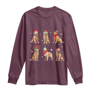 Golden Retriever Christmas Long Sleeve Shirt Gift for Dog Lover Happy New Year Dog Xmas Lights TS10 Maroon Print Your Wear