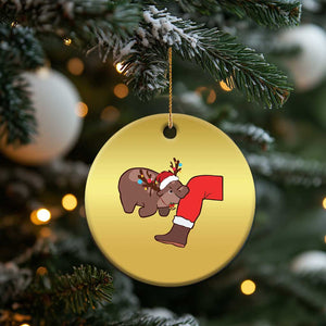 Funny Moo-Deng Christmas Christmas Ornament MooDengMas Xmas Baby Pygmy Hippo Cute Zoo For Family Tee TS10 Print Your Wear