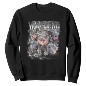 Moo Deng Sweatshirt Cute Baby Hippo Hippo Lover Bouncy Pig in Thai Hippopotamus TS10 Black Print Your Wear