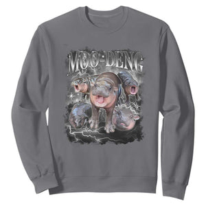 Moo Deng Sweatshirt Cute Baby Hippo Hippo Lover Bouncy Pig in Thai Hippopotamus TS10 Charcoal Print Your Wear