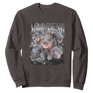 Moo Deng Sweatshirt Cute Baby Hippo Hippo Lover Bouncy Pig in Thai Hippopotamus TS10 Dark Chocolate Print Your Wear