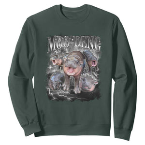 Moo Deng Sweatshirt Cute Baby Hippo Hippo Lover Bouncy Pig in Thai Hippopotamus TS10 Dark Forest Green Print Your Wear