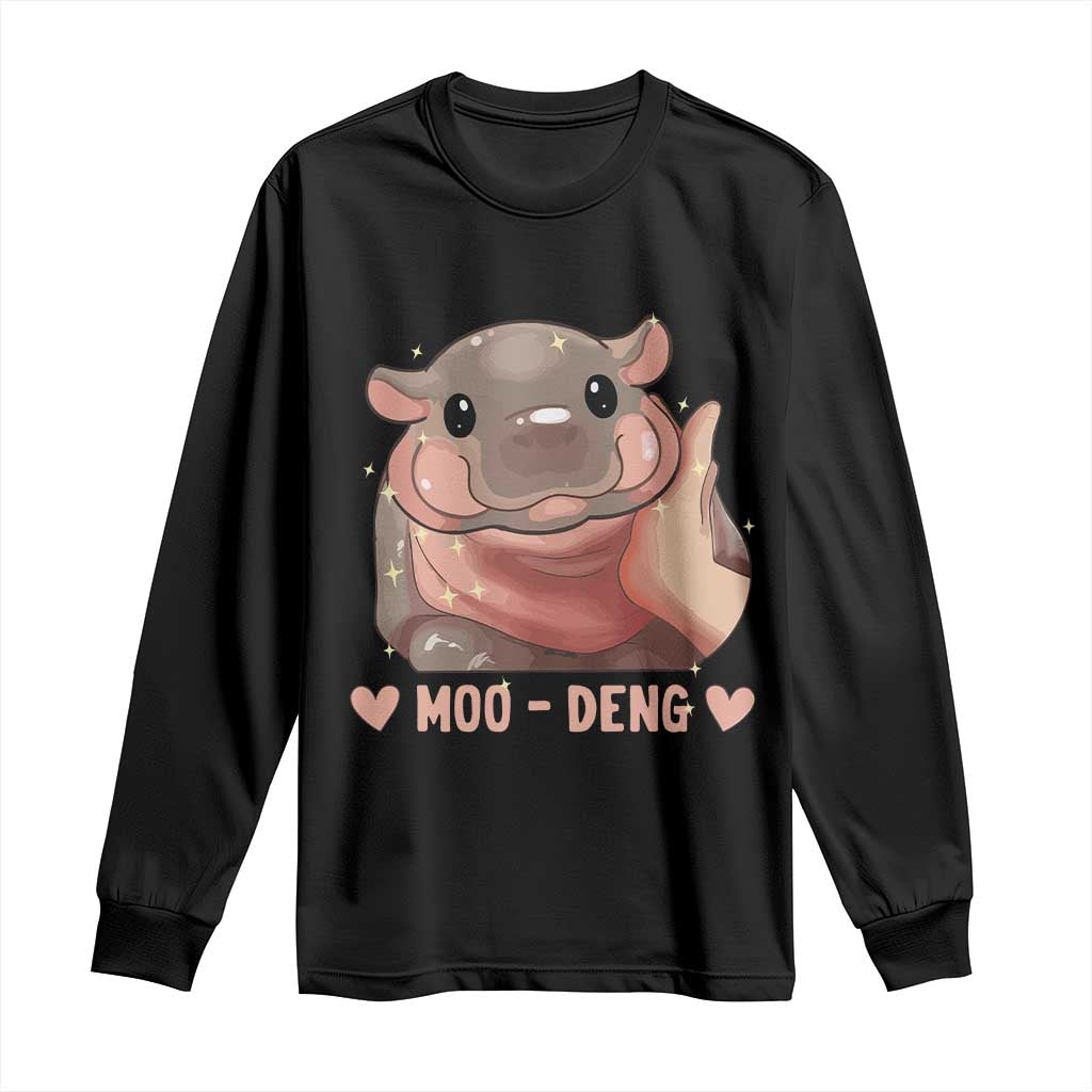 Funny Moo-Deng Long Sleeve Shirt Baby Pygmy Hippo Cute Zoo For Family Tee TS10 Black Print Your Wear