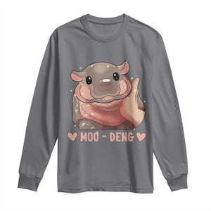 Funny Moo-Deng Long Sleeve Shirt Baby Pygmy Hippo Cute Zoo For Family Tee TS10 Charcoal Print Your Wear