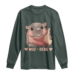 Funny Moo-Deng Long Sleeve Shirt Baby Pygmy Hippo Cute Zoo For Family Tee TS10 Dark Forest Green Print Your Wear