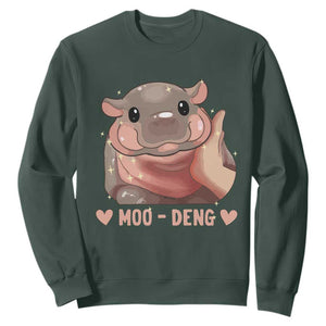 Funny Moo-Deng Sweatshirt Baby Pygmy Hippo Cute Zoo For Family Tee TS10 Dark Forest Green Print Your Wear