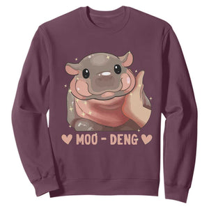 Funny Moo-Deng Sweatshirt Baby Pygmy Hippo Cute Zoo For Family Tee TS10 Maroon Print Your Wear