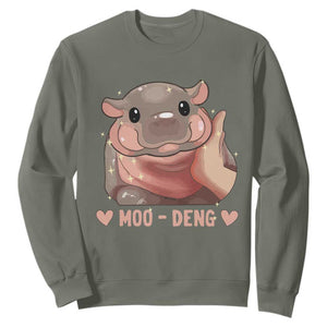 Funny Moo-Deng Sweatshirt Baby Pygmy Hippo Cute Zoo For Family Tee TS10 Military Green Print Your Wear