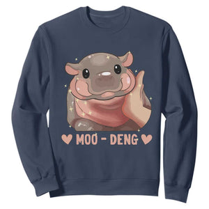 Funny Moo-Deng Sweatshirt Baby Pygmy Hippo Cute Zoo For Family Tee TS10 Navy Print Your Wear