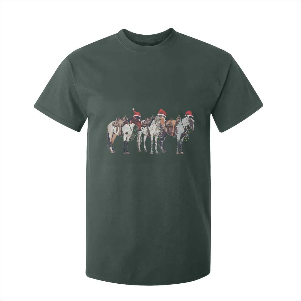 Horse Christmas T Shirt For Kid Western Cowboy Cowgirl Howdy Country TS10 Dark Forest Green Print Your Wear