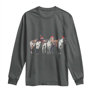 Horse Christmas Long Sleeve Shirt Western Cowboy Cowgirl Howdy Country TS10 Dark Heather Print Your Wear