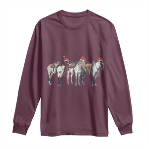 Horse Christmas Long Sleeve Shirt Western Cowboy Cowgirl Howdy Country TS10 Maroon Print Your Wear