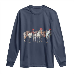 Horse Christmas Long Sleeve Shirt Western Cowboy Cowgirl Howdy Country TS10 Navy Print Your Wear