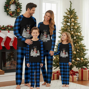 Christmas Let It Snow Plaid Pajama Set Funny Snowman Snowflakes Xmas Tree TS10 Blue Plaid Print Your Wear