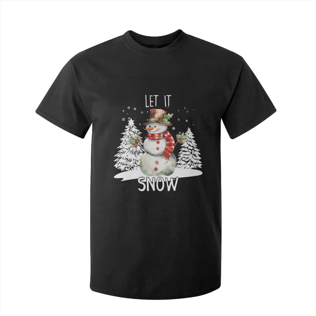 Christmas Let It Snow T Shirt For Kid Funny Snowman Snowflakes Xmas Tree TS10 Black Print Your Wear