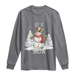 Christmas Let It Snow Long Sleeve Shirt Funny Snowman Snowflakes Xmas Tree TS10 Charcoal Print Your Wear