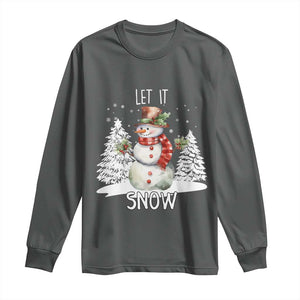 Christmas Let It Snow Long Sleeve Shirt Funny Snowman Snowflakes Xmas Tree TS10 Dark Heather Print Your Wear