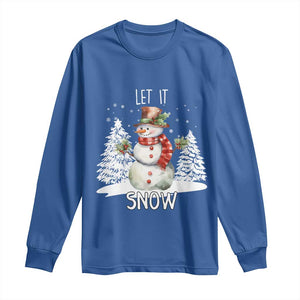 Christmas Let It Snow Long Sleeve Shirt Funny Snowman Snowflakes Xmas Tree TS10 Royal Blue Print Your Wear