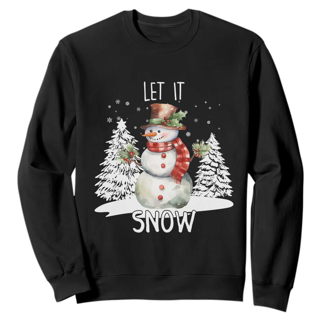 Christmas Let It Snow Sweatshirt Funny Snowman Snowflakes Xmas Tree TS10 Black Print Your Wear