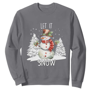 Christmas Let It Snow Sweatshirt Funny Snowman Snowflakes Xmas Tree TS10 Charcoal Print Your Wear