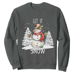 Christmas Let It Snow Sweatshirt Funny Snowman Snowflakes Xmas Tree TS10 Dark Heather Print Your Wear