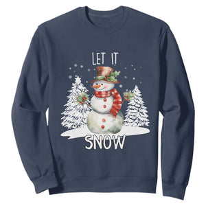 Christmas Let It Snow Sweatshirt Funny Snowman Snowflakes Xmas Tree TS10 Navy Print Your Wear