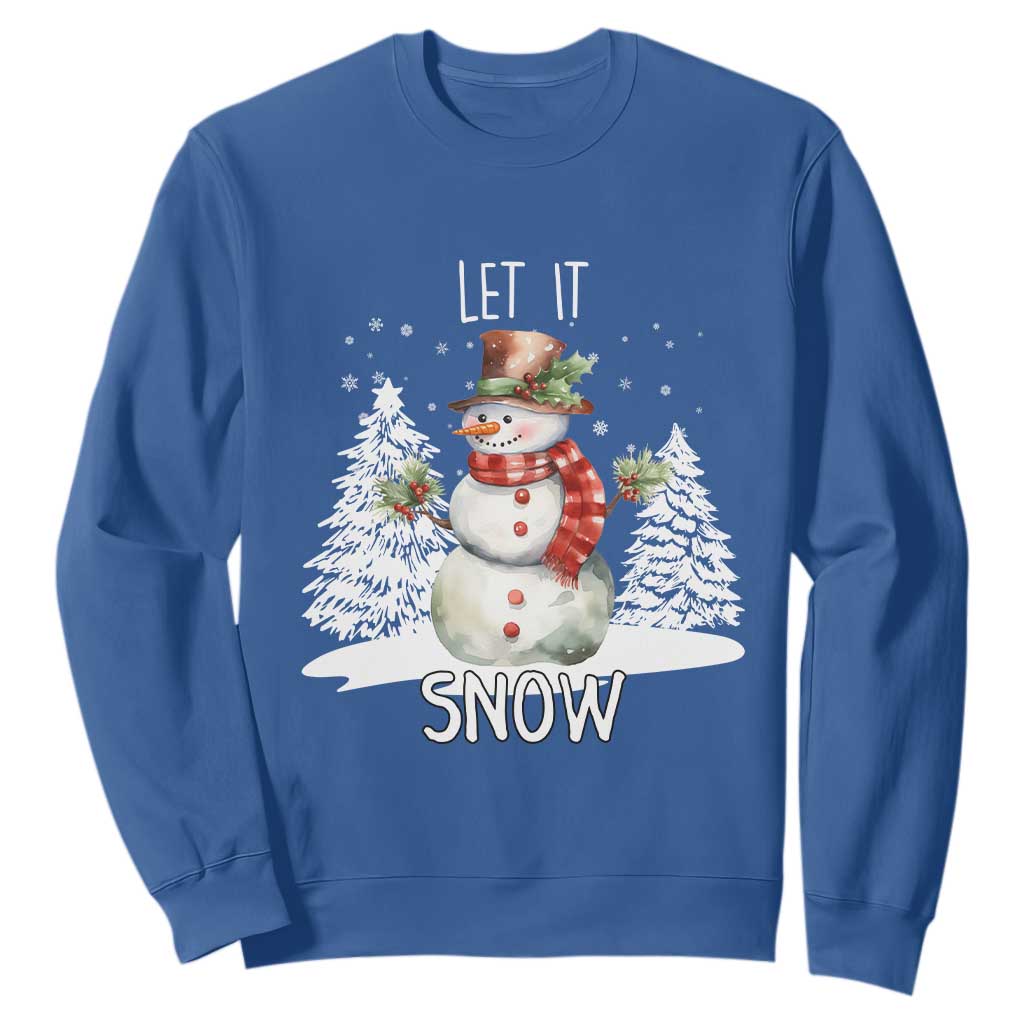 Christmas Let It Snow Sweatshirt Funny Snowman Snowflakes Xmas Tree TS10 Royal Blue Print Your Wear