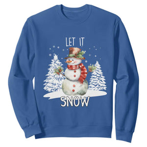 Christmas Let It Snow Sweatshirt Funny Snowman Snowflakes Xmas Tree TS10 Royal Blue Print Your Wear