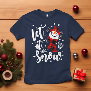 Christmas Let It Snow T Shirt Funny Snowman Snowflakes TS10 Navy Print Your Wear