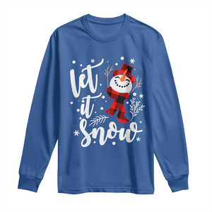 Christmas Let It Snow Long Sleeve Shirt Funny Snowman Snowflakes TS10 Royal Blue Print Your Wear