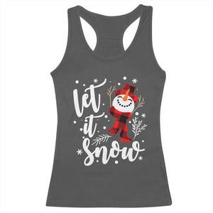 Christmas Let It Snow Racerback Tank Top Funny Snowman Snowflakes TS10 Dark Heather Print Your Wear