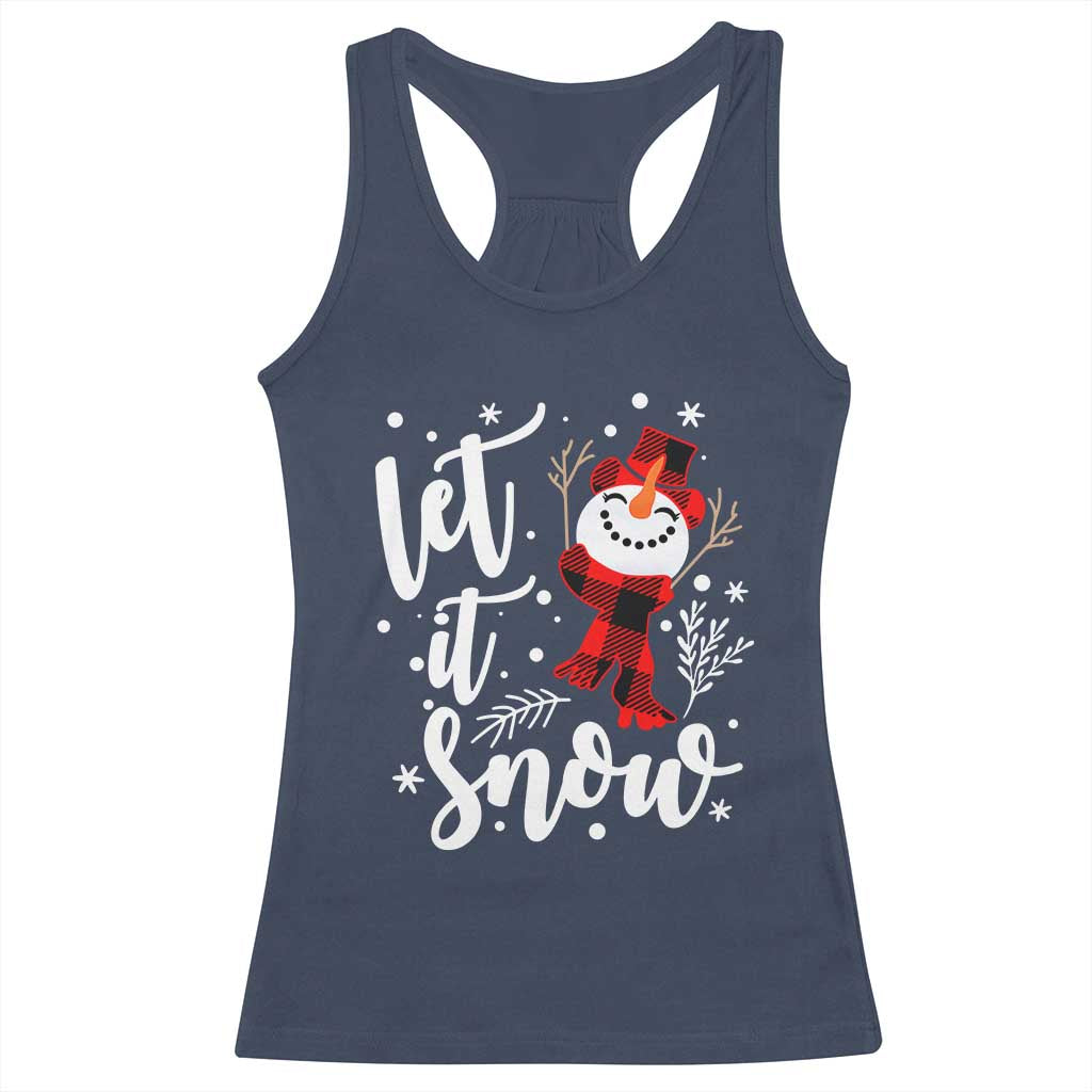 Christmas Let It Snow Racerback Tank Top Funny Snowman Snowflakes TS10 Navy Print Your Wear
