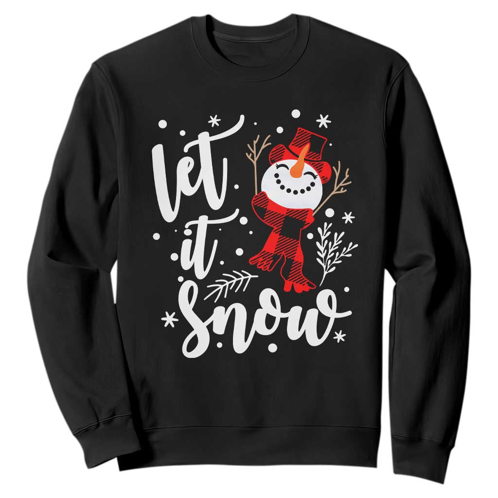 Christmas Let It Snow Sweatshirt Funny Snowman Snowflakes TS10 Black Print Your Wear