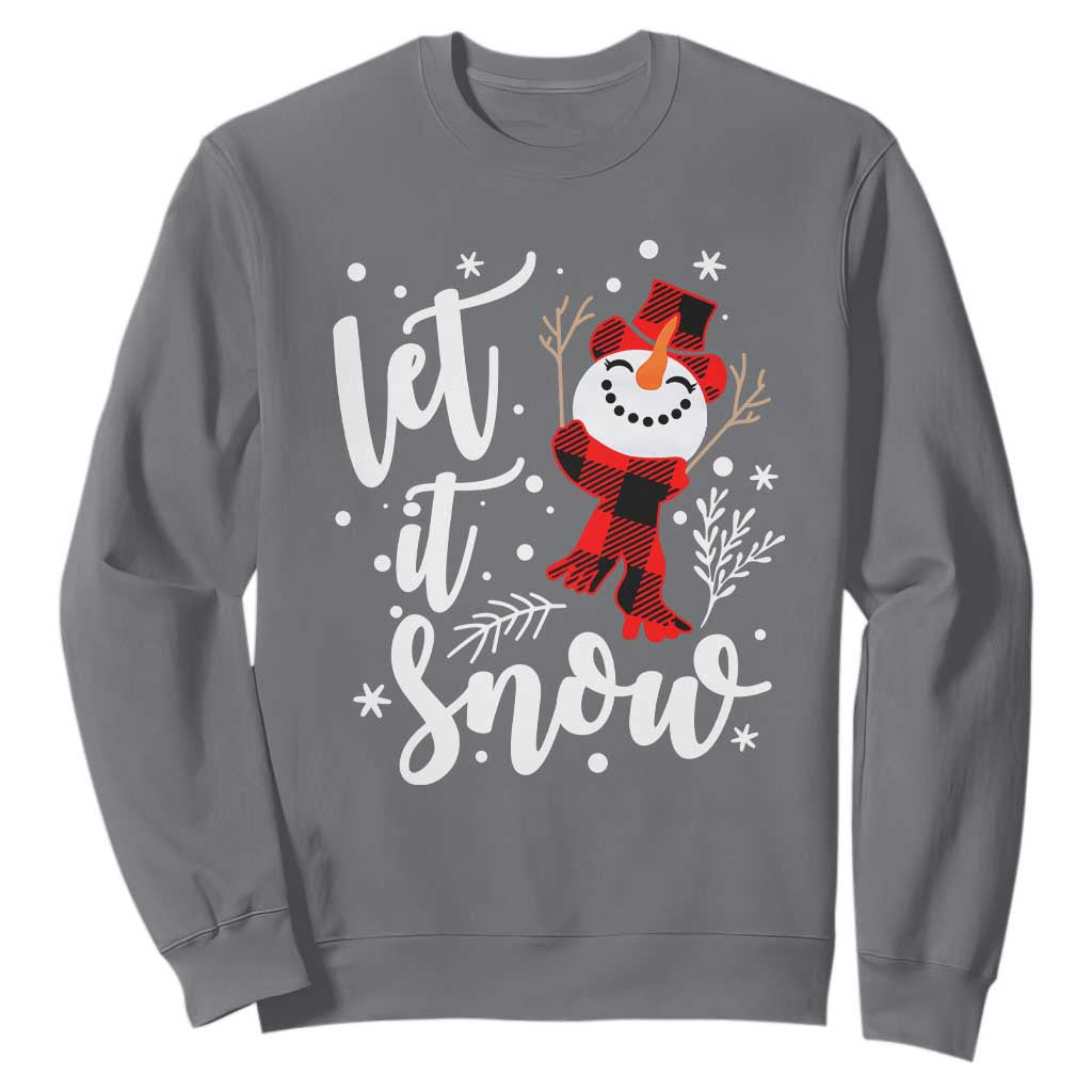 Christmas Let It Snow Sweatshirt Funny Snowman Snowflakes TS10 Charcoal Print Your Wear