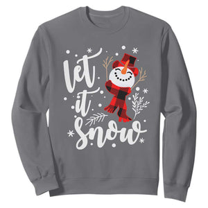 Christmas Let It Snow Sweatshirt Funny Snowman Snowflakes TS10 Charcoal Print Your Wear