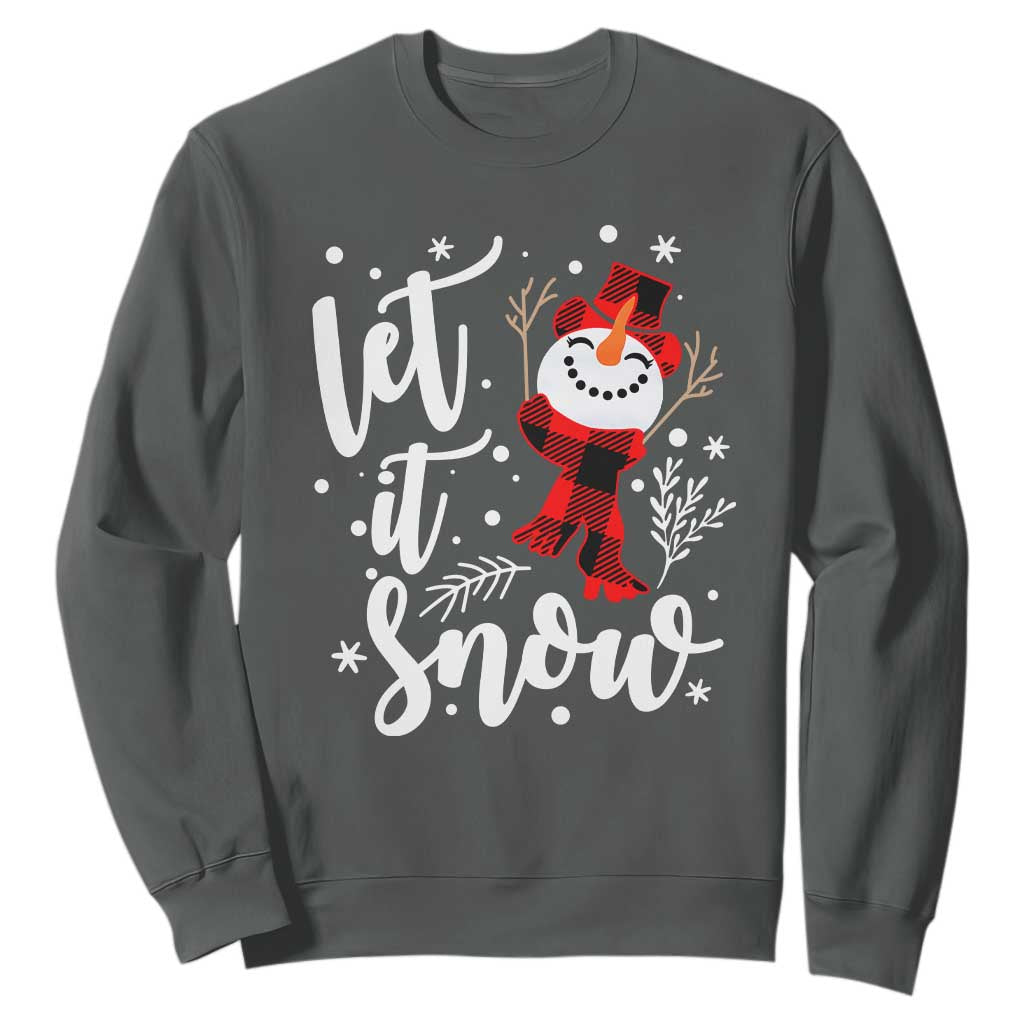 Christmas Let It Snow Sweatshirt Funny Snowman Snowflakes TS10 Dark Heather Print Your Wear
