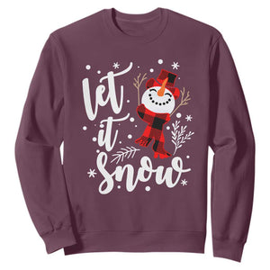 Christmas Let It Snow Sweatshirt Funny Snowman Snowflakes TS10 Maroon Print Your Wear