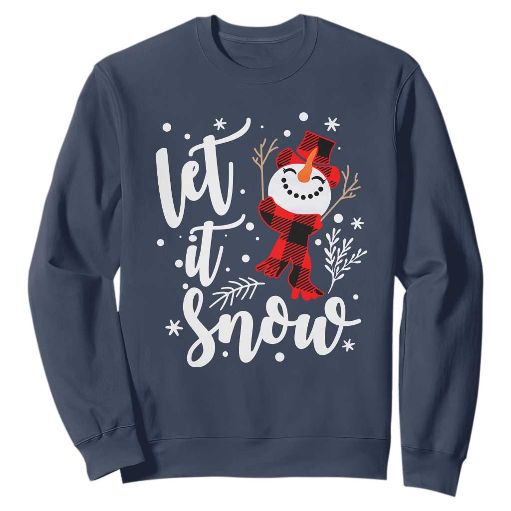 Christmas Let It Snow Sweatshirt Funny Snowman Snowflakes TS10 Navy Print Your Wear
