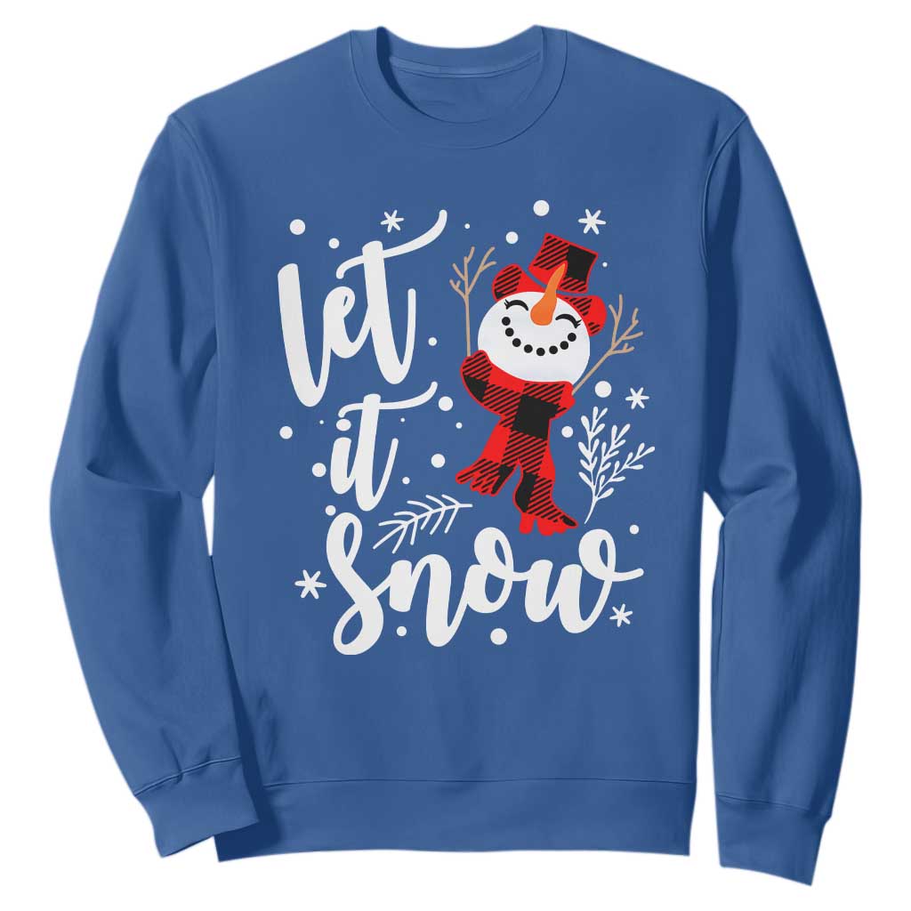 Christmas Let It Snow Sweatshirt Funny Snowman Snowflakes TS10 Royal Blue Print Your Wear