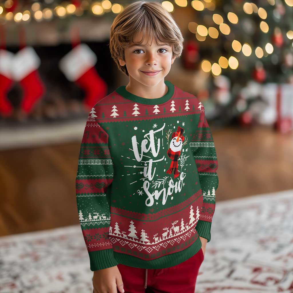 Christmas Let It Snow Knit Sweatshirt Funny Snowman Snowflakes TS10 Christmas Print Your Wear