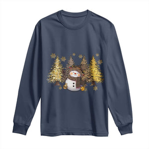 Christmas Snowman Long Sleeve Shirt Cute Winter Leopard Xmas Tree Farm TS10 Navy Print Your Wear