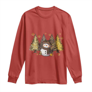 Christmas Snowman Long Sleeve Shirt Cute Winter Leopard Xmas Tree Farm TS10 Red Print Your Wear