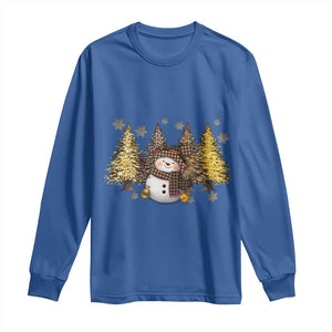 Christmas Snowman Long Sleeve Shirt Cute Winter Leopard Xmas Tree Farm TS10 Royal Blue Print Your Wear