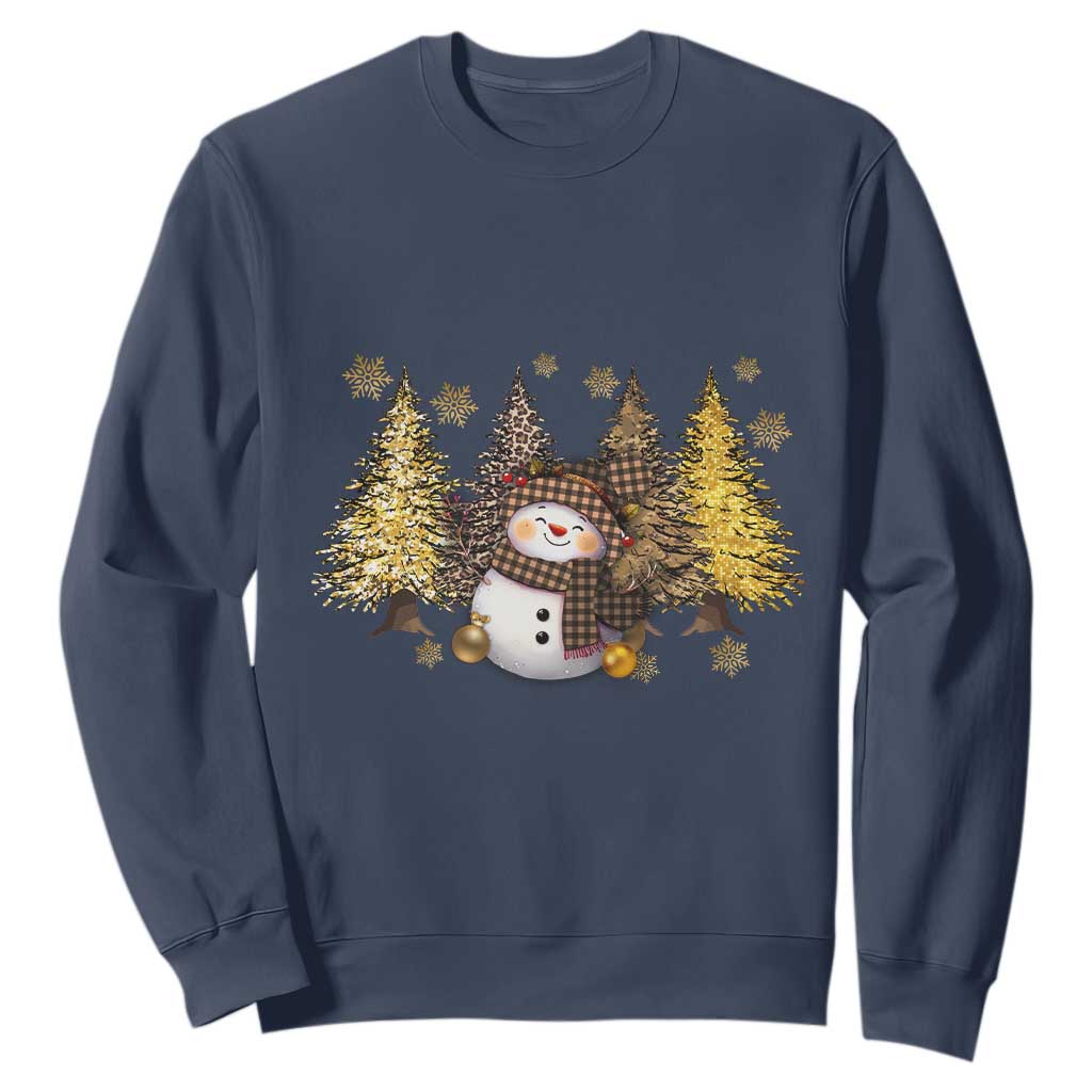 Christmas Snowman Sweatshirt Cute Winter Leopard Xmas Tree Farm TS10 Navy Print Your Wear