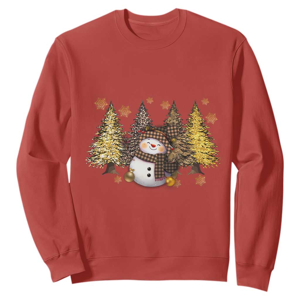 Christmas Snowman Sweatshirt Cute Winter Leopard Xmas Tree Farm TS10 Red Print Your Wear