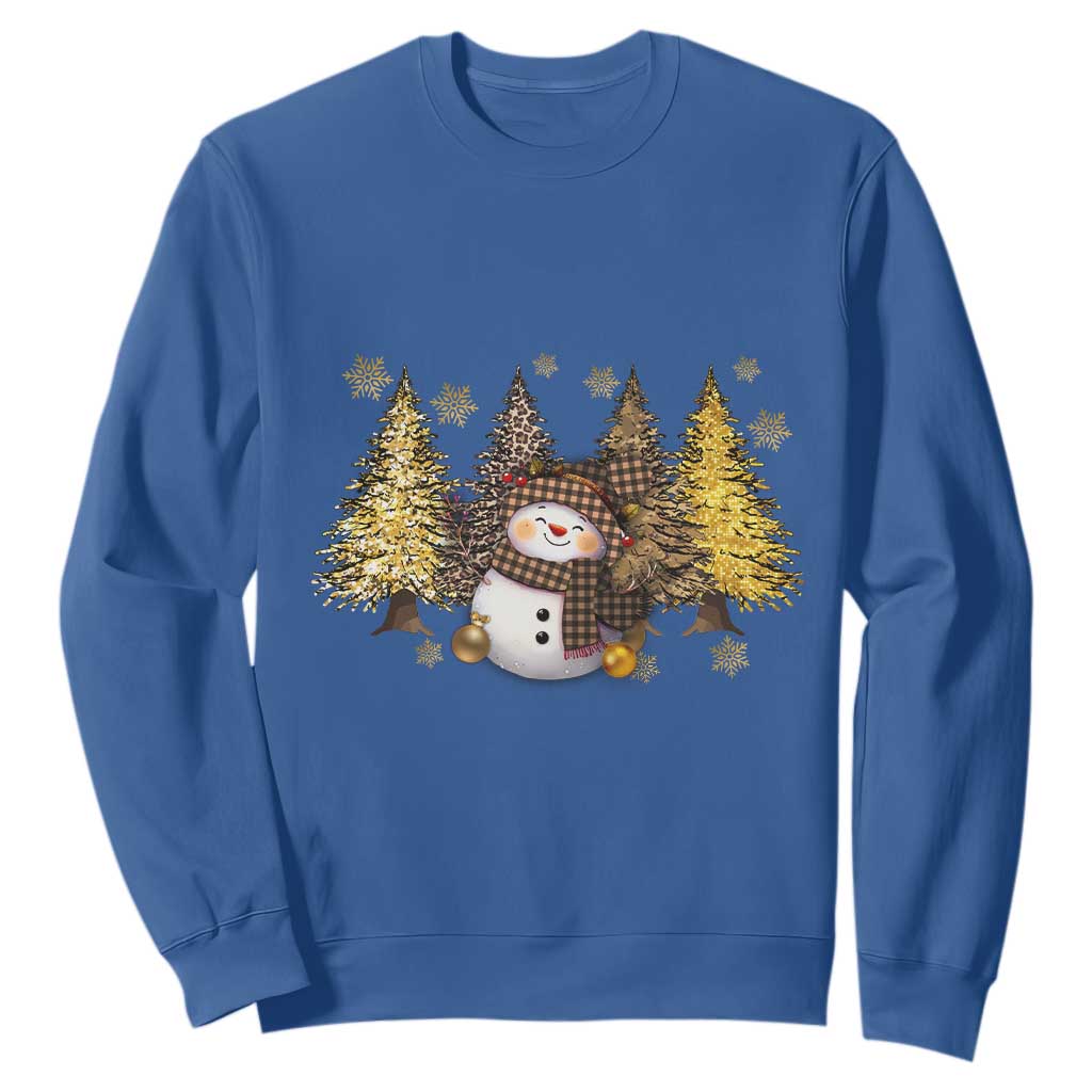 Christmas Snowman Sweatshirt Cute Winter Leopard Xmas Tree Farm TS10 Royal Blue Print Your Wear