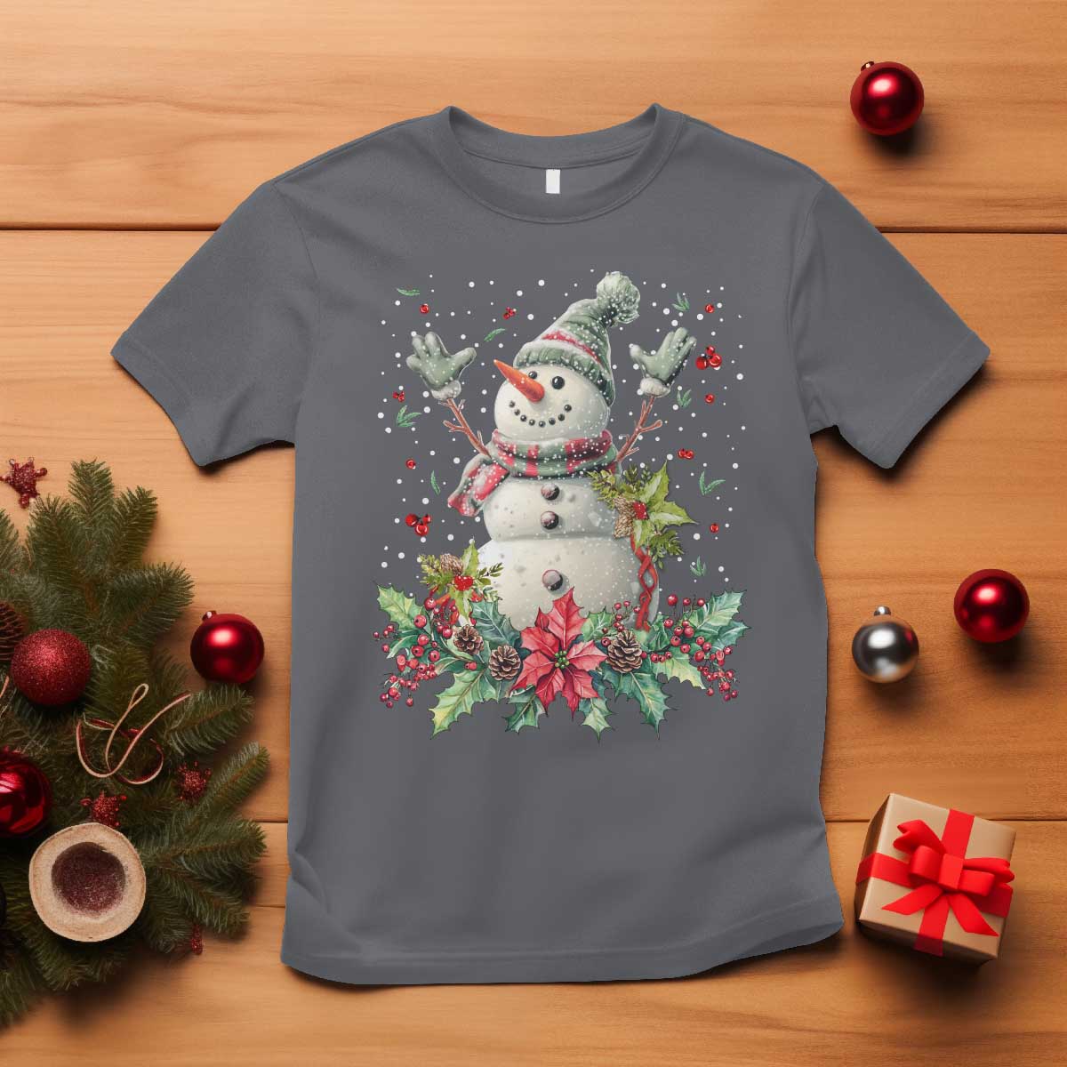 Christmas Snowman T Shirt Retro Winter Holiday Gift For Her TS10 Charcoal Print Your Wear