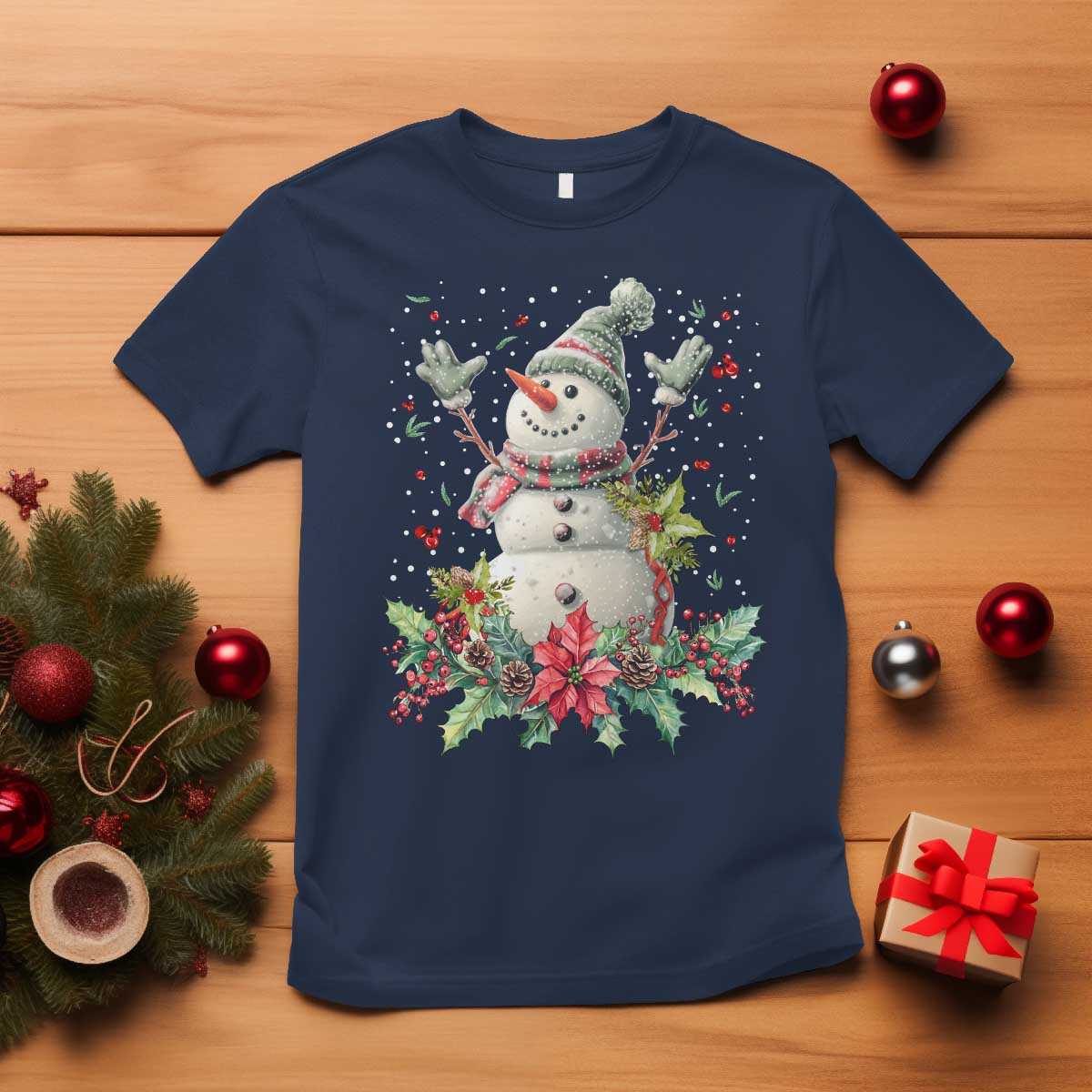 Christmas Snowman T Shirt Retro Winter Holiday Gift For Her TS10 Navy Print Your Wear