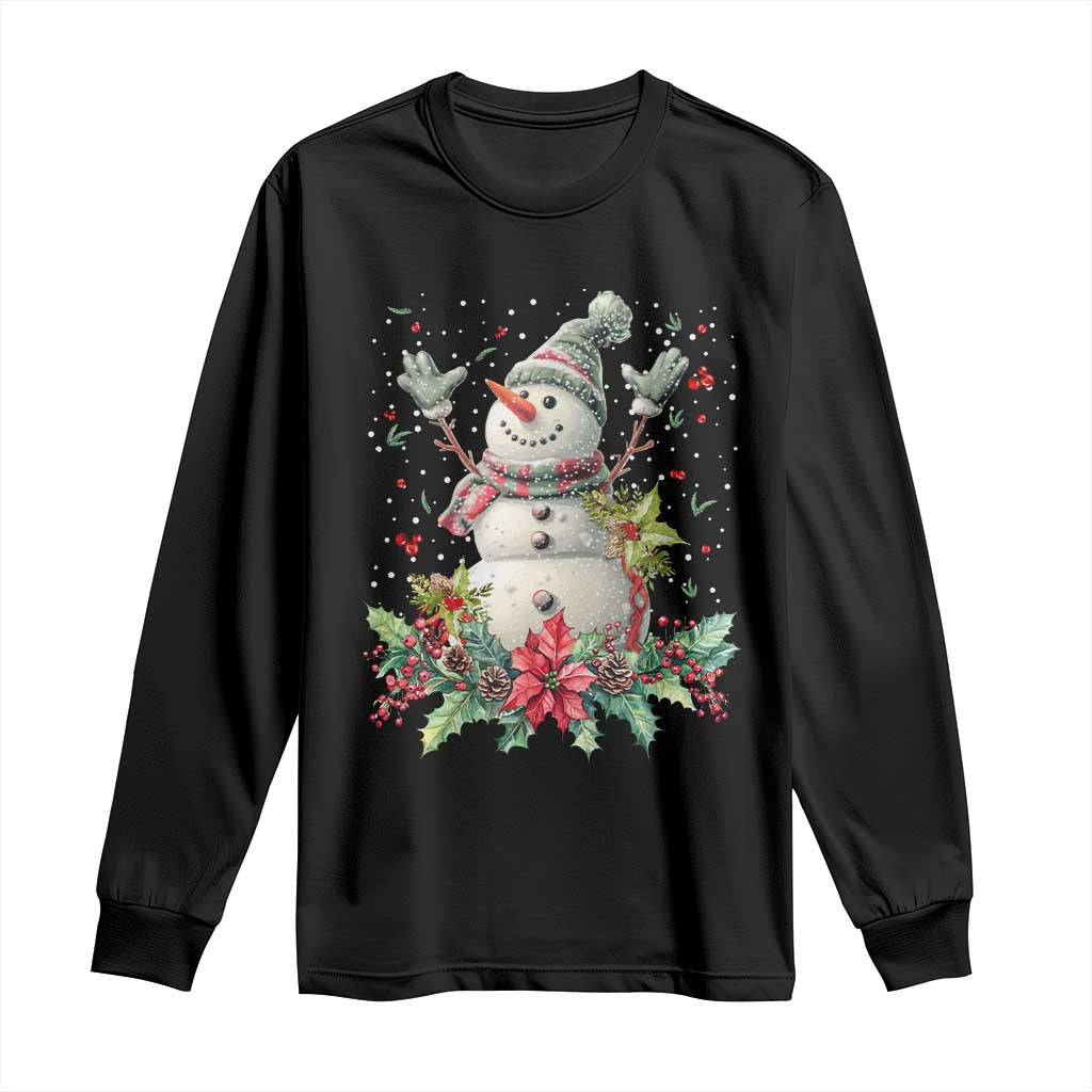 Christmas Snowman Long Sleeve Shirt Retro Winter Holiday Gift For Her TS10 Black Print Your Wear