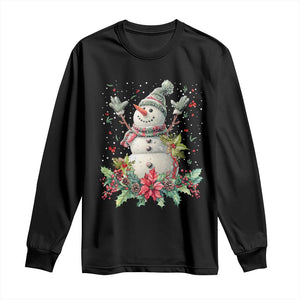 Christmas Snowman Long Sleeve Shirt Retro Winter Holiday Gift For Her TS10 Black Print Your Wear